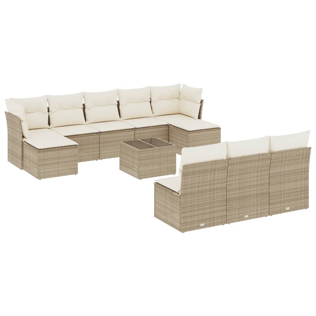 11-delige Tuinset met kussens poly rattan beige is nu te koop bij PeponiXL, paradijselijk wonen!