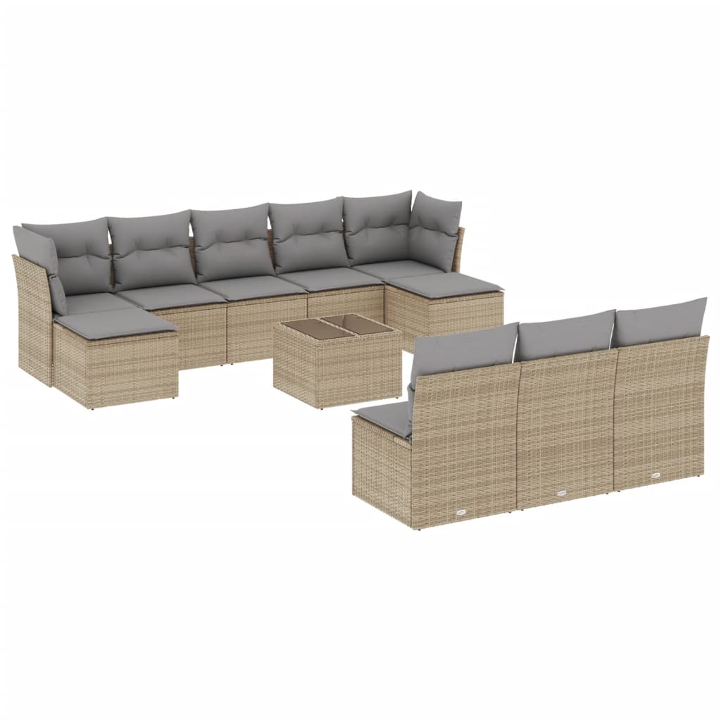 11-delige Tuinset met kussens poly rattan beige is nu te koop bij PeponiXL, paradijselijk wonen!