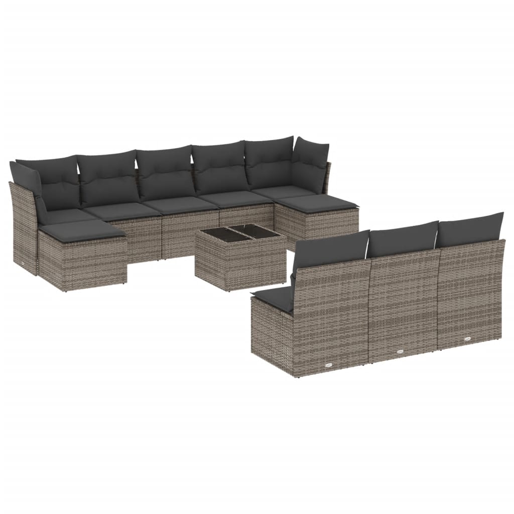 11-delige Loungeset met kussens poly rattan grijs is nu te koop bij PeponiXL, paradijselijk wonen!