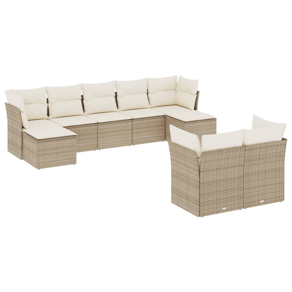 9-delige Loungeset met kussens poly rattan beige is nu te koop bij PeponiXL, paradijselijk wonen!