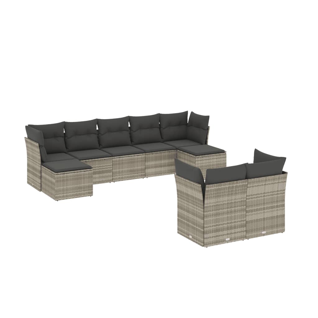 9-delige Loungeset met kussens poly rattan lichtgrijs is nu te koop bij PeponiXL, paradijselijk wonen!