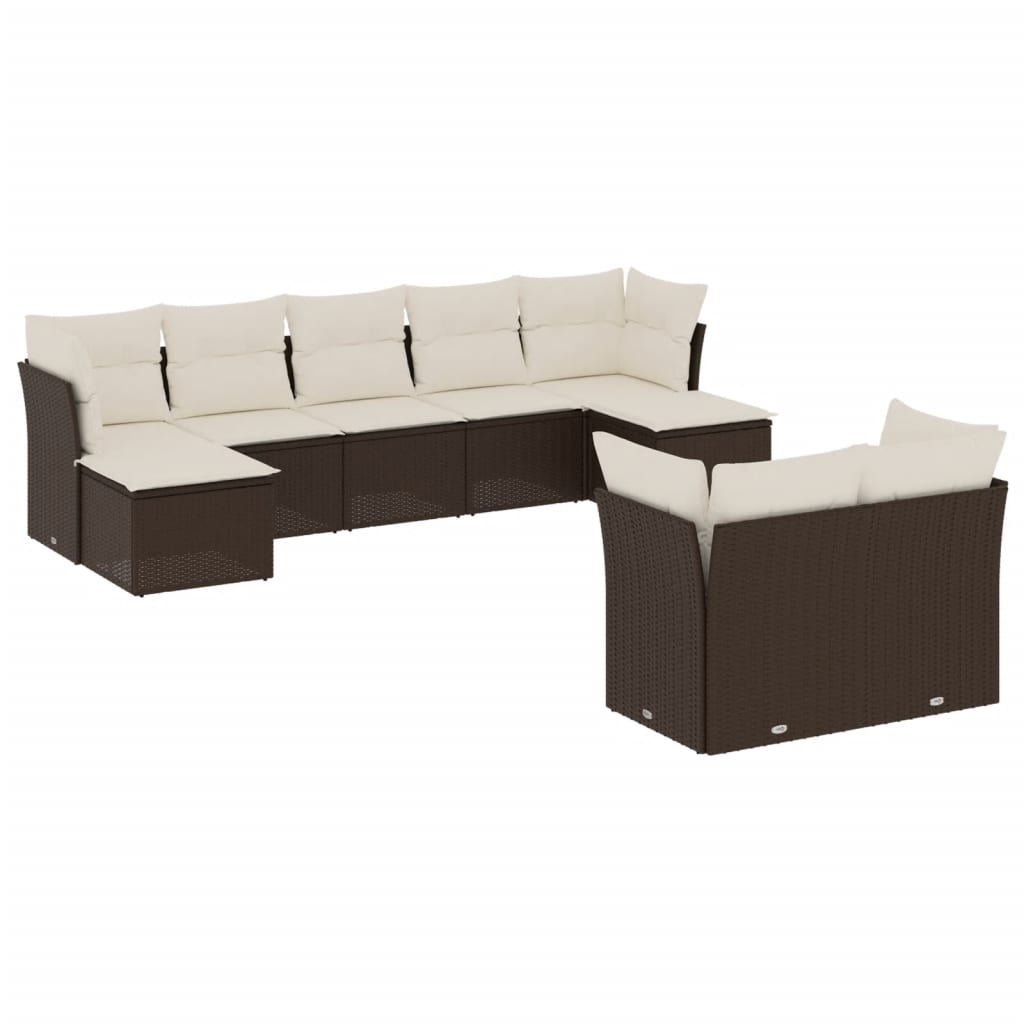 9-delige Loungeset met kussens poly rattan bruin is nu te koop bij PeponiXL, paradijselijk wonen!