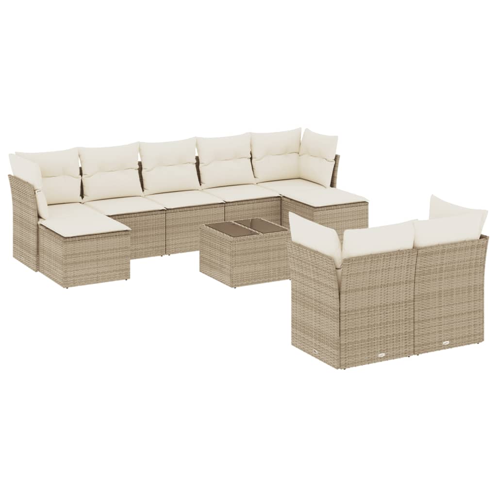 10-delige Loungeset met kussens poly rattan beige is nu te koop bij PeponiXL, paradijselijk wonen!