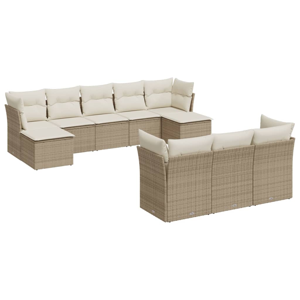 10-delige Loungeset met kussens poly rattan beige is nu te koop bij PeponiXL, paradijselijk wonen!