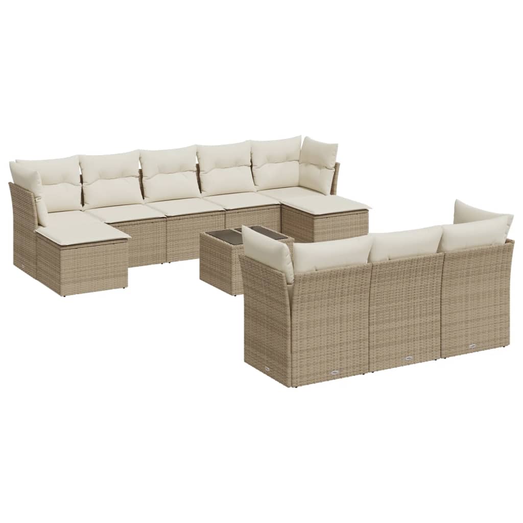 11-delige Tuinset met kussens poly rattan beige is nu te koop bij PeponiXL, paradijselijk wonen!