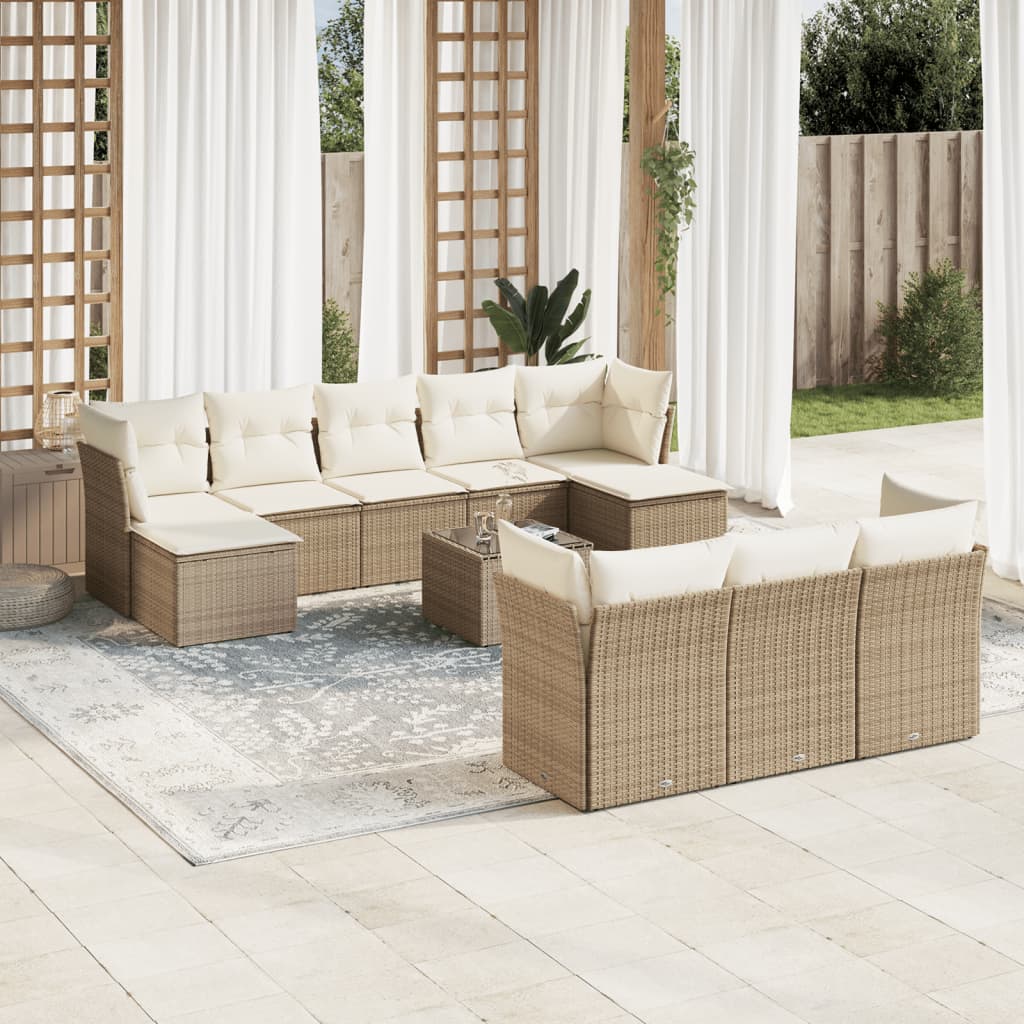 11-delige Tuinset met kussens poly rattan beige is nu te koop bij PeponiXL, paradijselijk wonen!
