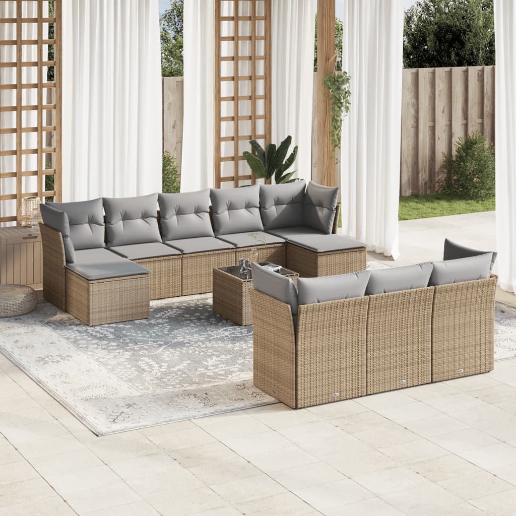 11-delige Tuinset met kussens poly rattan beige is nu te koop bij PeponiXL, paradijselijk wonen!