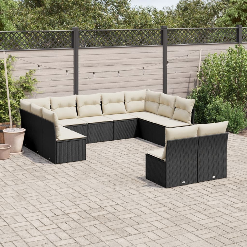 11-delige Loungeset met kussens poly rattan zwart is nu te koop bij PeponiXL, paradijselijk wonen!