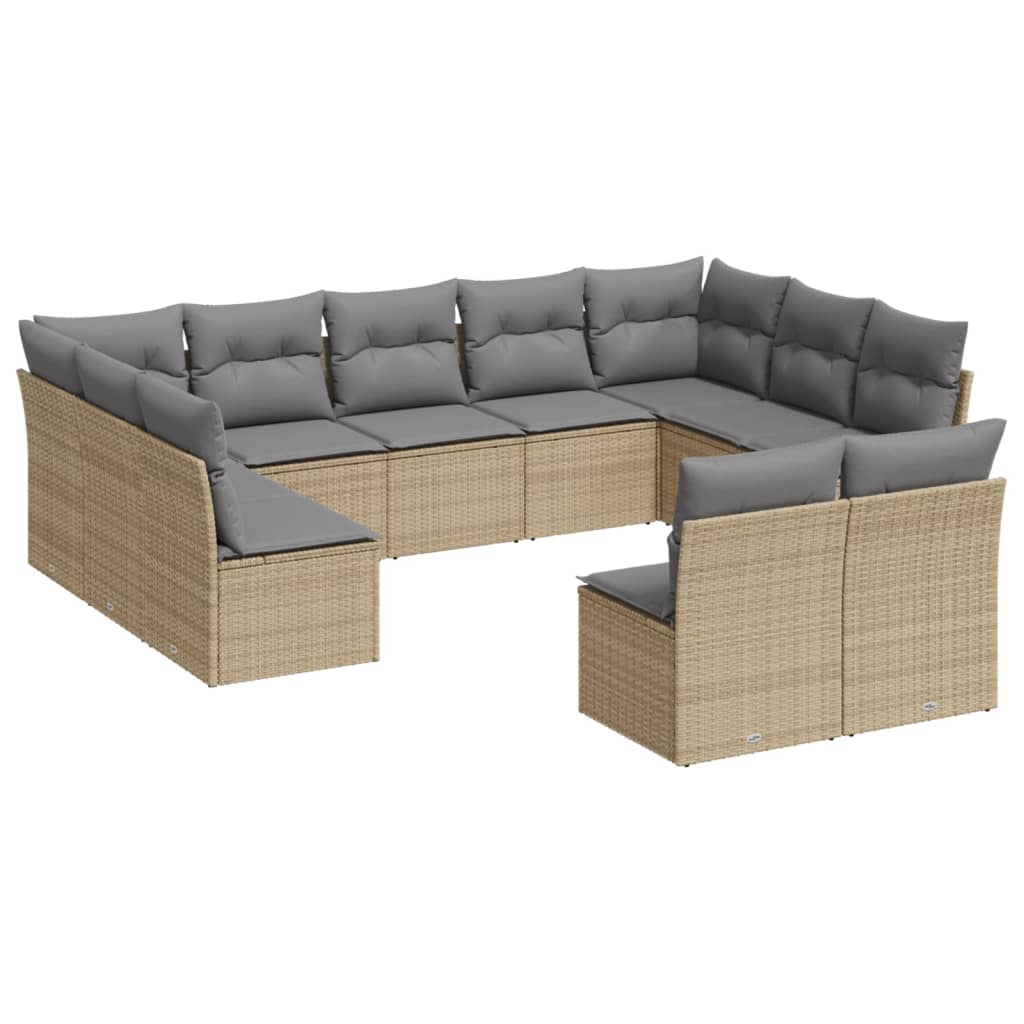 11-delige Tuinset met kussens poly rattan beige is nu te koop bij PeponiXL, paradijselijk wonen!