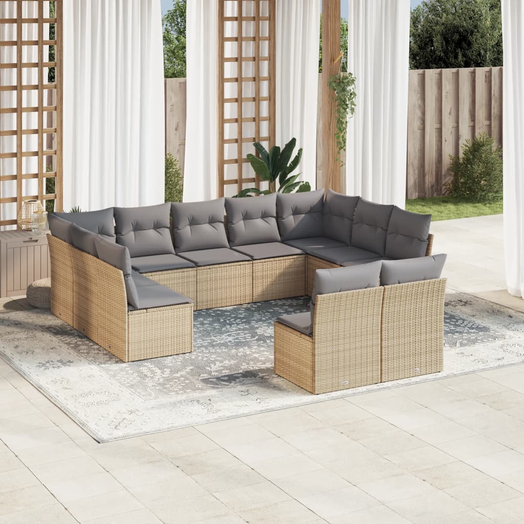 11-delige Tuinset met kussens poly rattan beige is nu te koop bij PeponiXL, paradijselijk wonen!