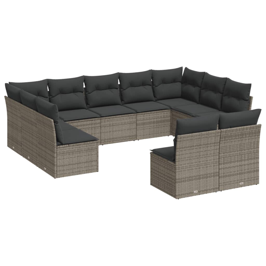 11-delige Loungeset met kussens poly rattan grijs is nu te koop bij PeponiXL, paradijselijk wonen!