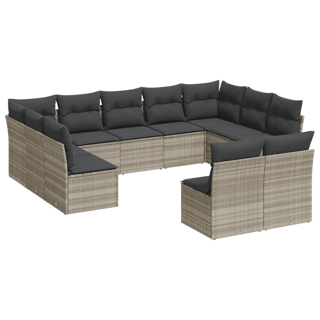 11-delige Loungeset met kussens poly rattan lichtgrijs is nu te koop bij PeponiXL, paradijselijk wonen!