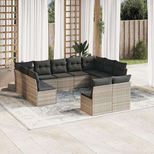 11-delige Loungeset met kussens poly rattan lichtgrijs is nu te koop bij PeponiXL, paradijselijk wonen!