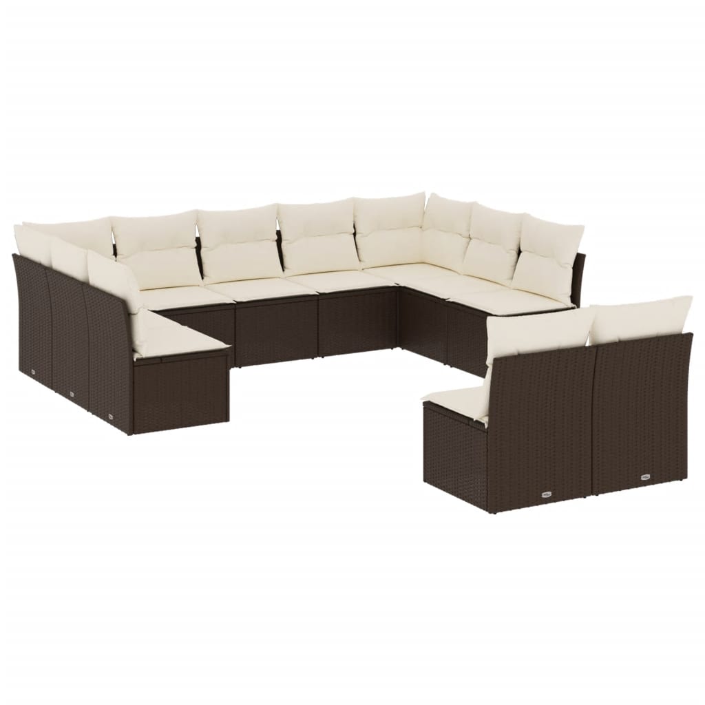 11-delige Loungeset met kussens poly rattan bruin is nu te koop bij PeponiXL, paradijselijk wonen!