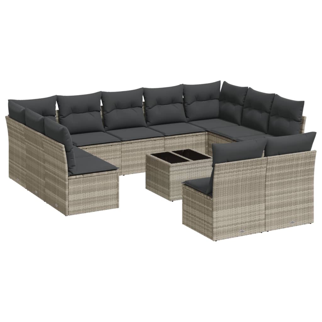 12-delige Loungeset met kussens poly rattan lichtgrijs is nu te koop bij PeponiXL, paradijselijk wonen!