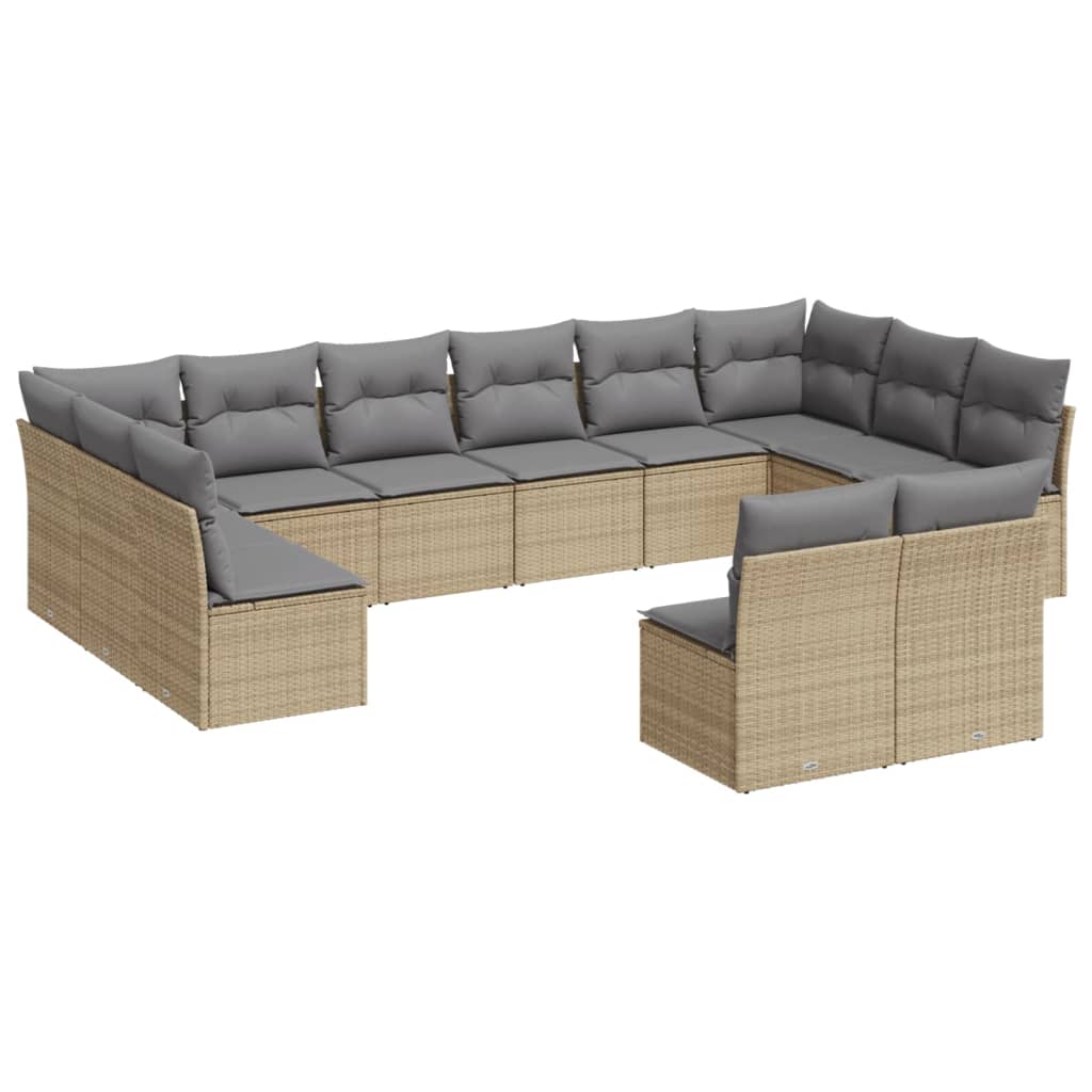12-delige Loungeset met kussens poly rattan beige is nu te koop bij PeponiXL, paradijselijk wonen!