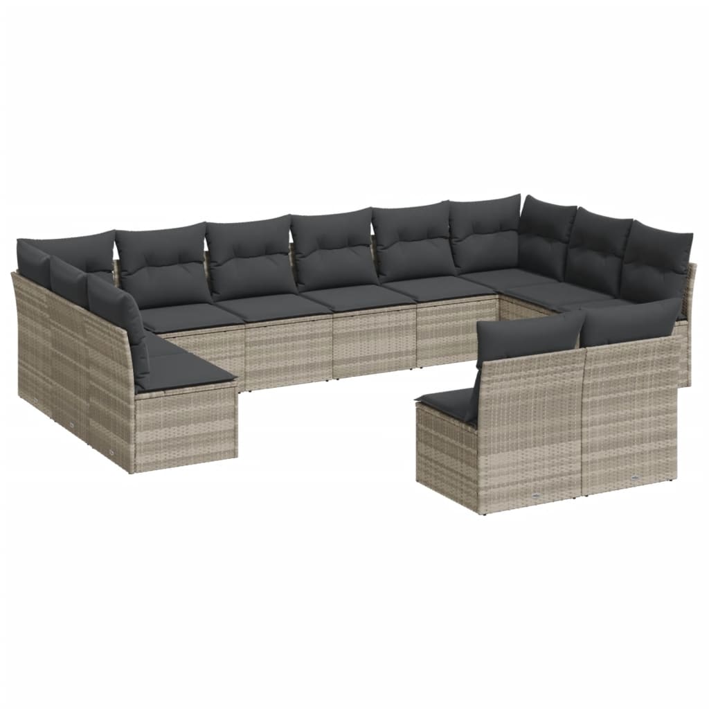 12-delige Loungeset met kussens poly rattan lichtgrijs is nu te koop bij PeponiXL, paradijselijk wonen!
