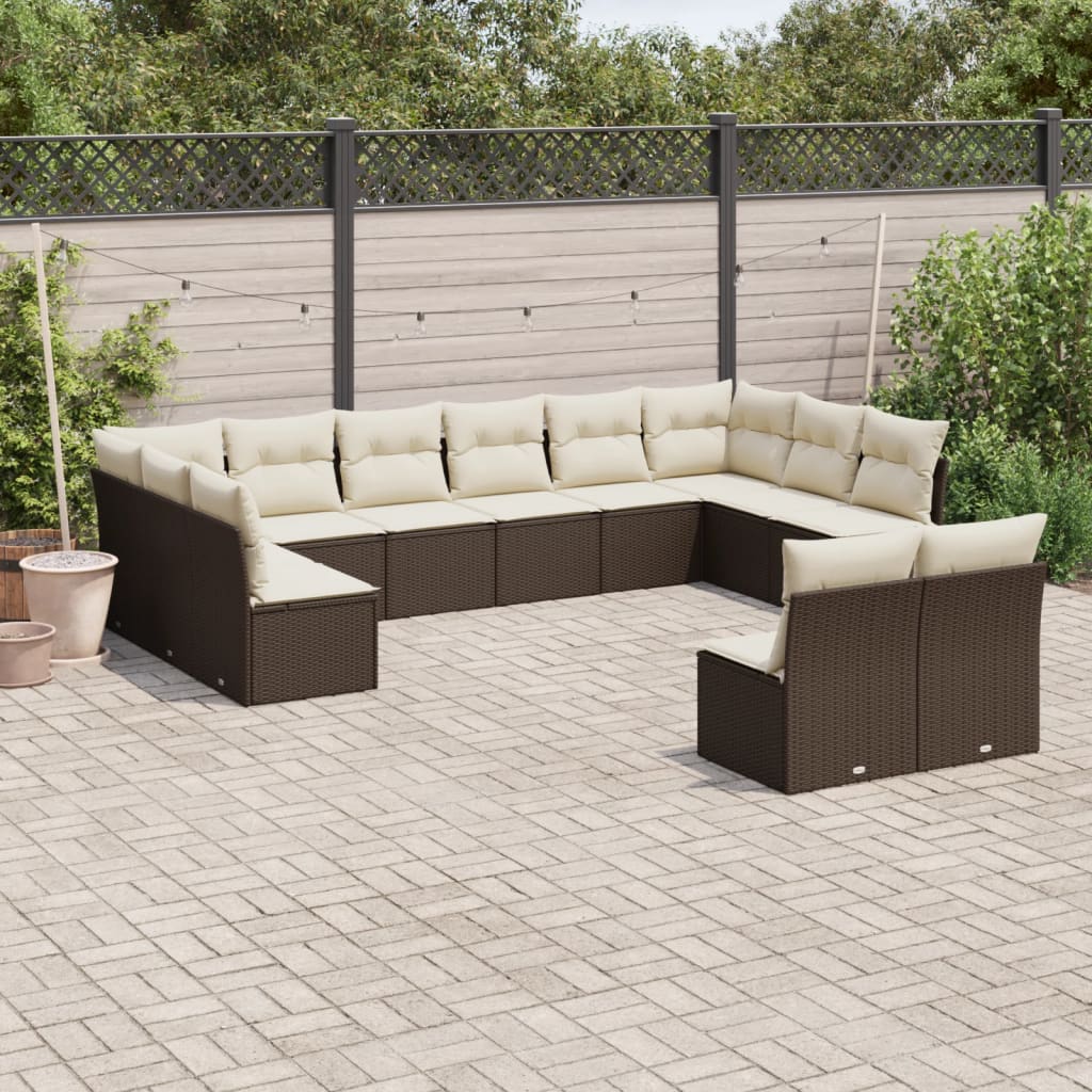 12-delige Loungeset met kussens poly rattan bruin is nu te koop bij PeponiXL, paradijselijk wonen!