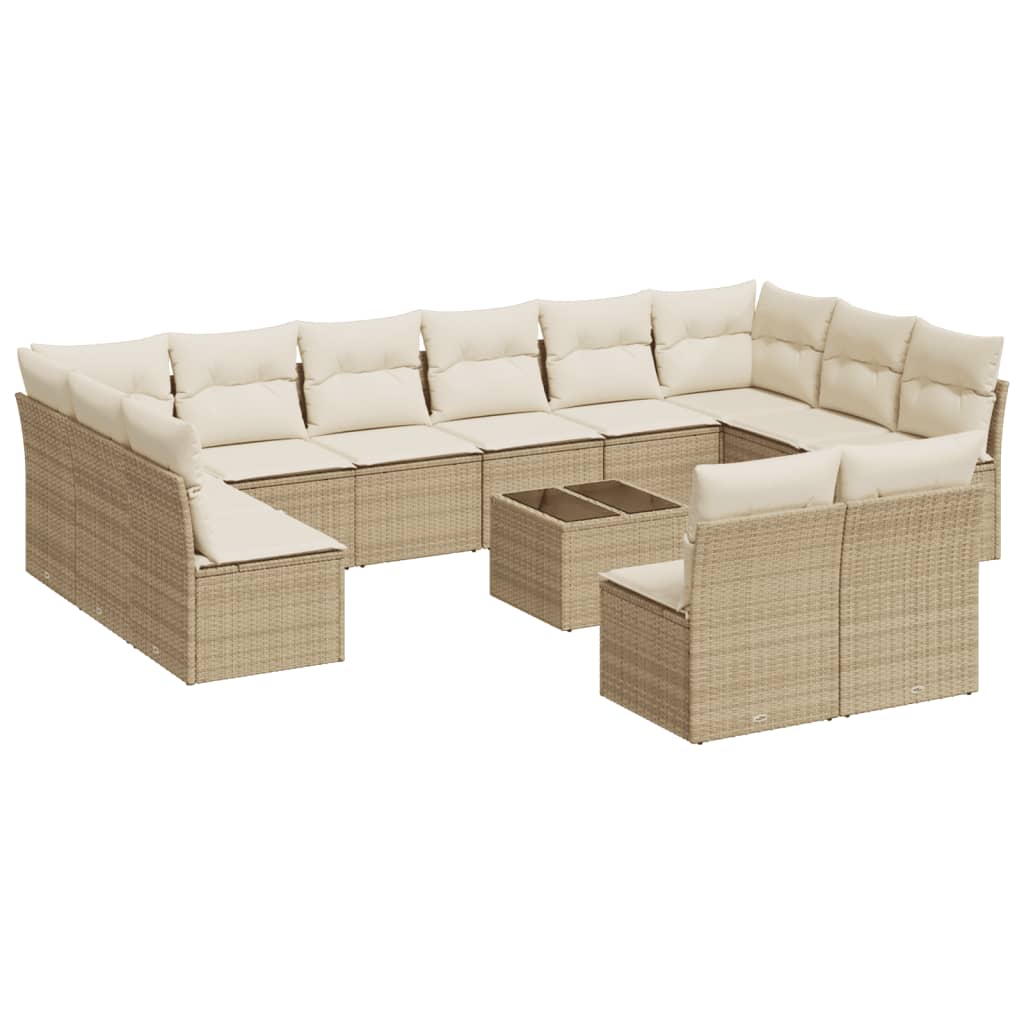 13-delige Loungeset met kussens poly rattan beige is nu te koop bij PeponiXL, paradijselijk wonen!