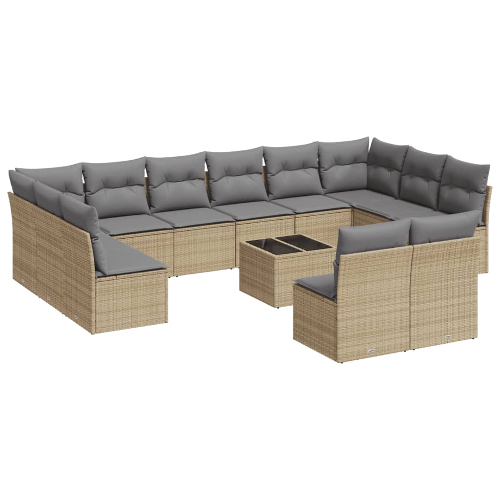 13-delige Loungeset met kussens poly rattan beige is nu te koop bij PeponiXL, paradijselijk wonen!