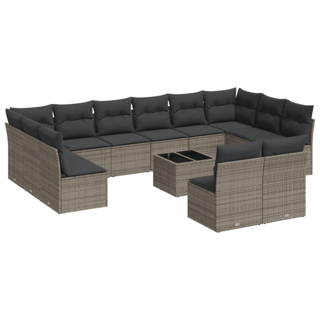 13-delige Loungeset met kussens poly rattan grijs is nu te koop bij PeponiXL, paradijselijk wonen!