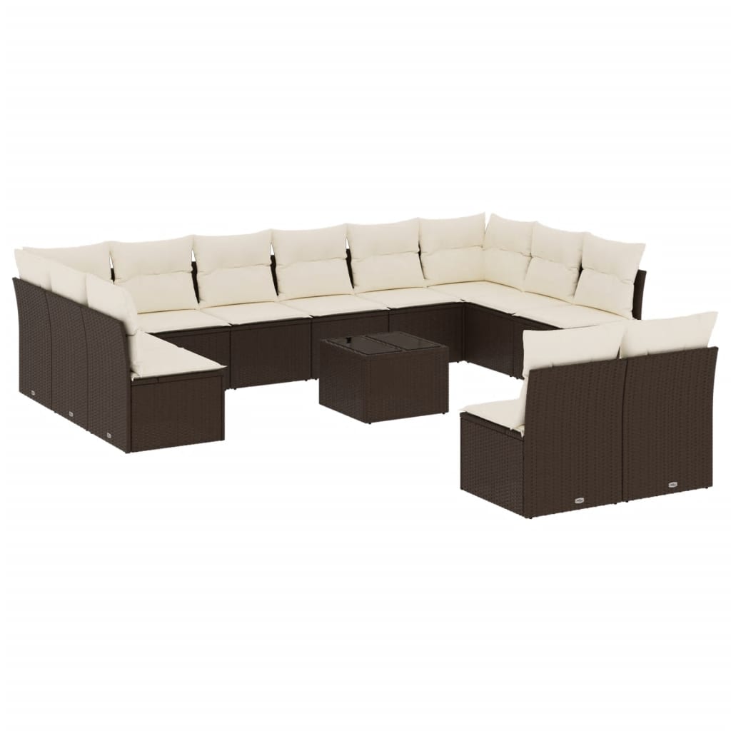 13-delige Loungeset met kussens poly rattan bruin is nu te koop bij PeponiXL, paradijselijk wonen!
