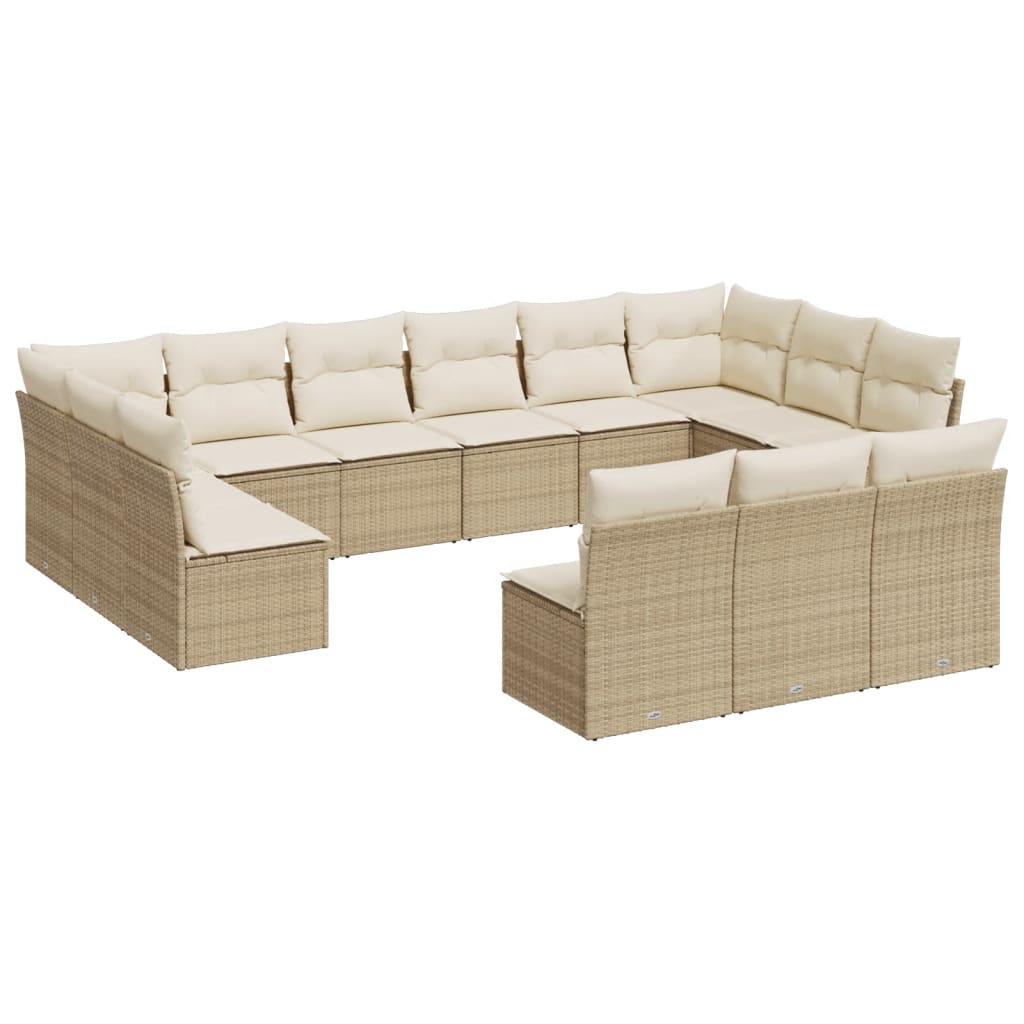 13-delige Loungeset met kussens poly rattan beige is nu te koop bij PeponiXL, paradijselijk wonen!