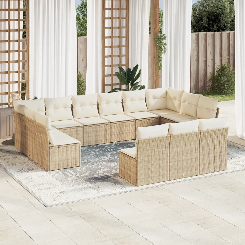 13-delige Loungeset met kussens poly rattan beige is nu te koop bij PeponiXL, paradijselijk wonen!