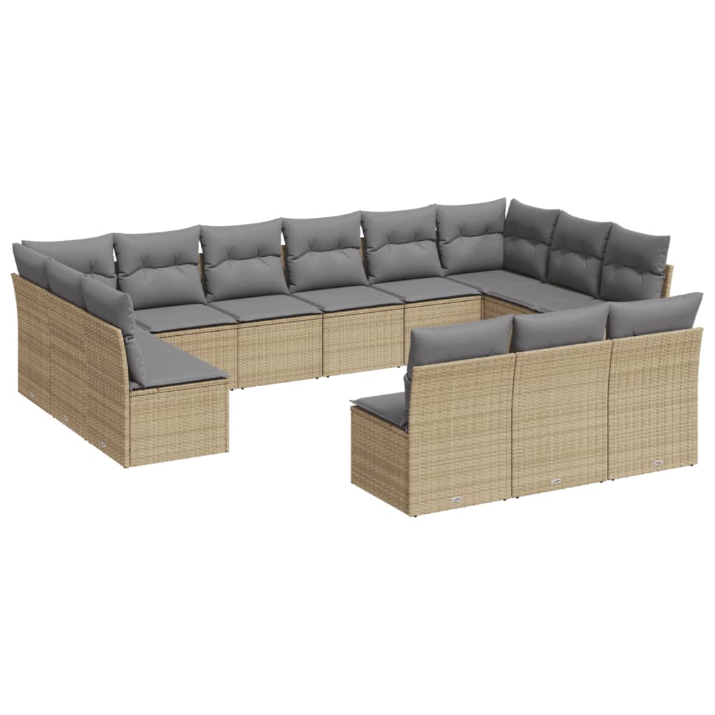 13-delige Loungeset met kussens poly rattan beige is nu te koop bij PeponiXL, paradijselijk wonen!