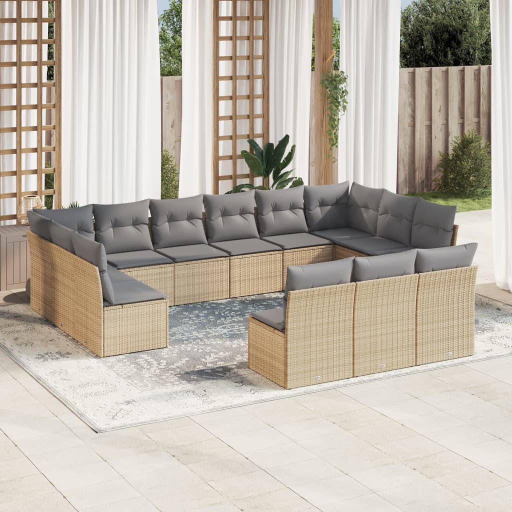 13-delige Loungeset met kussens poly rattan beige is nu te koop bij PeponiXL, paradijselijk wonen!