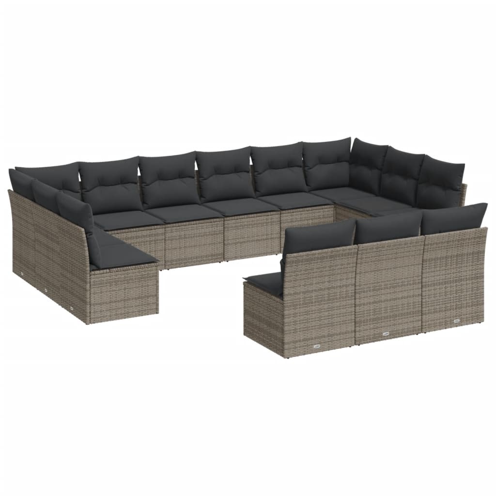 13-delige Loungeset met kussens poly rattan grijs is nu te koop bij PeponiXL, paradijselijk wonen!