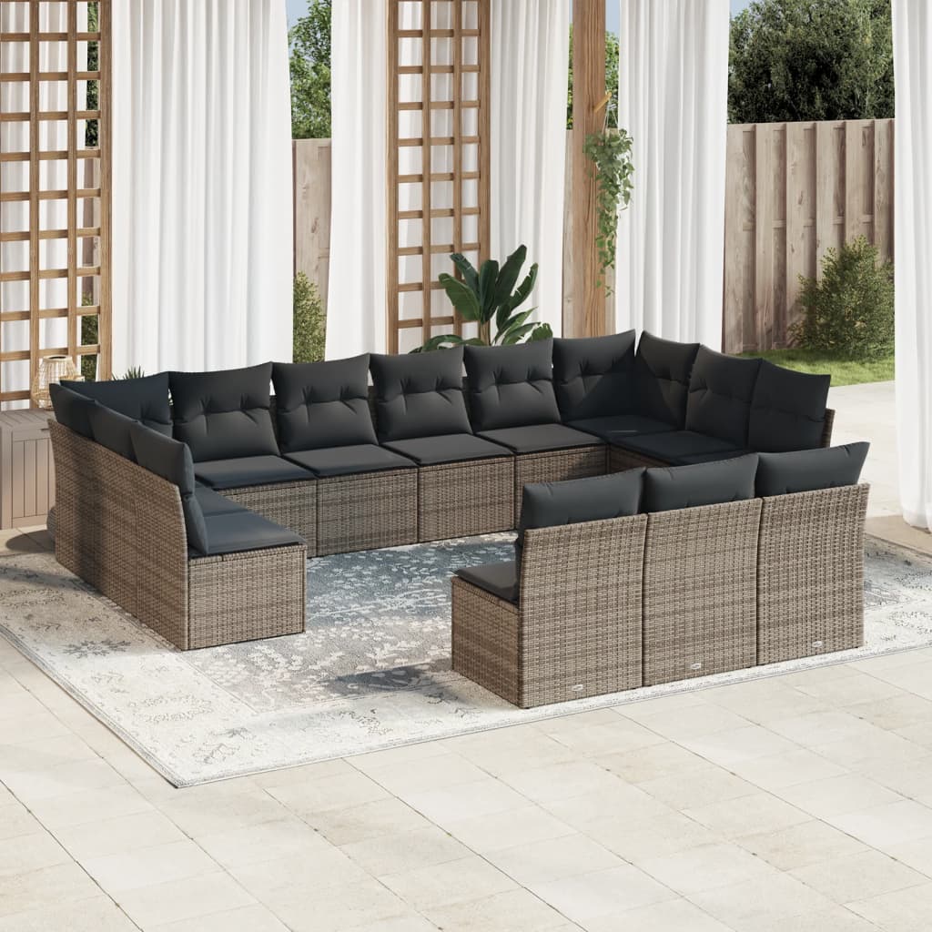 13-delige Loungeset met kussens poly rattan grijs is nu te koop bij PeponiXL, paradijselijk wonen!