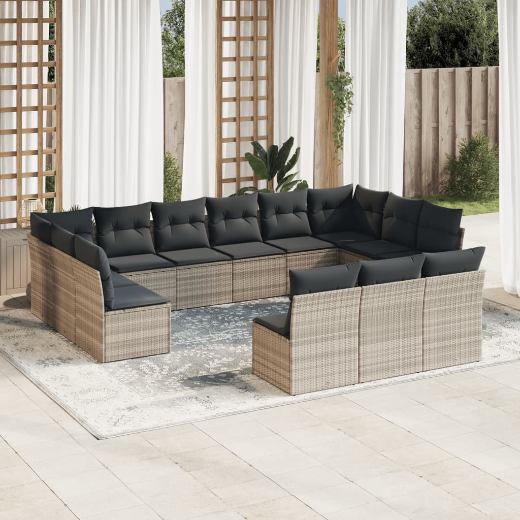 13-delige Loungeset met kussens poly rattan lichtgrijs is nu te koop bij PeponiXL, paradijselijk wonen!