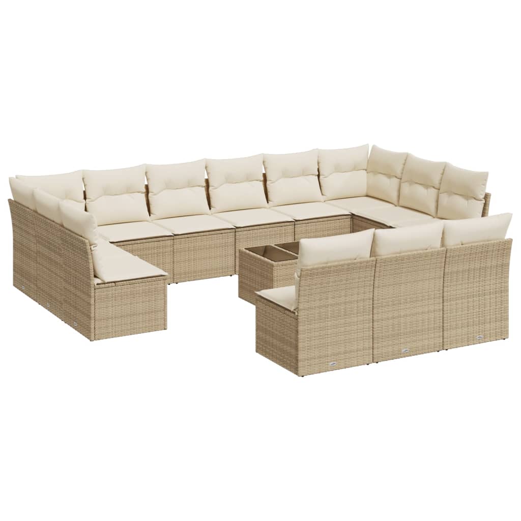 14-delige Loungeset met kussens poly rattan beige is nu te koop bij PeponiXL, paradijselijk wonen!