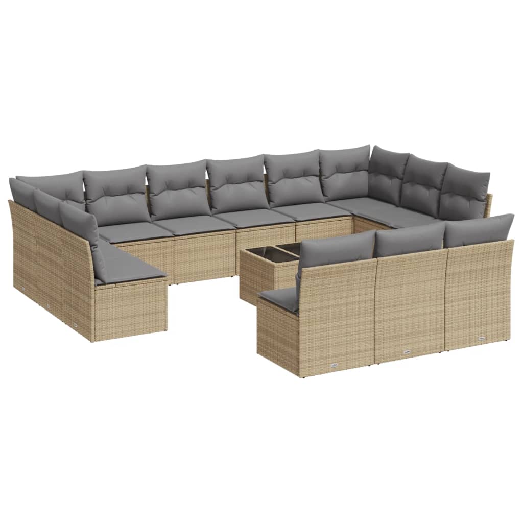 14-delige Loungeset met kussens poly rattan beige is nu te koop bij PeponiXL, paradijselijk wonen!