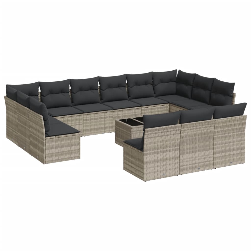 14-delige Loungeset met kussens poly rattan lichtgrijs is nu te koop bij PeponiXL, paradijselijk wonen!
