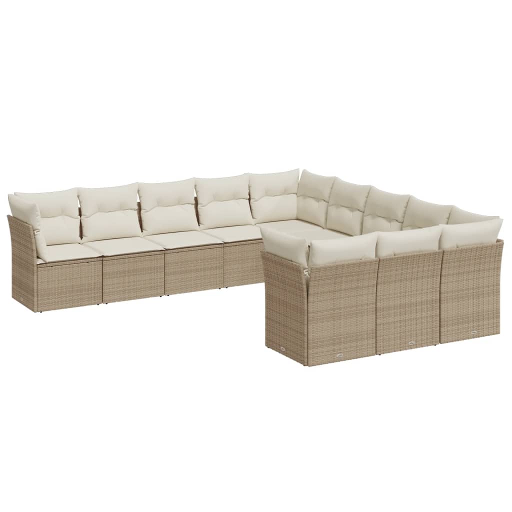11-delige Tuinset met kussens poly rattan beige is nu te koop bij PeponiXL, paradijselijk wonen!