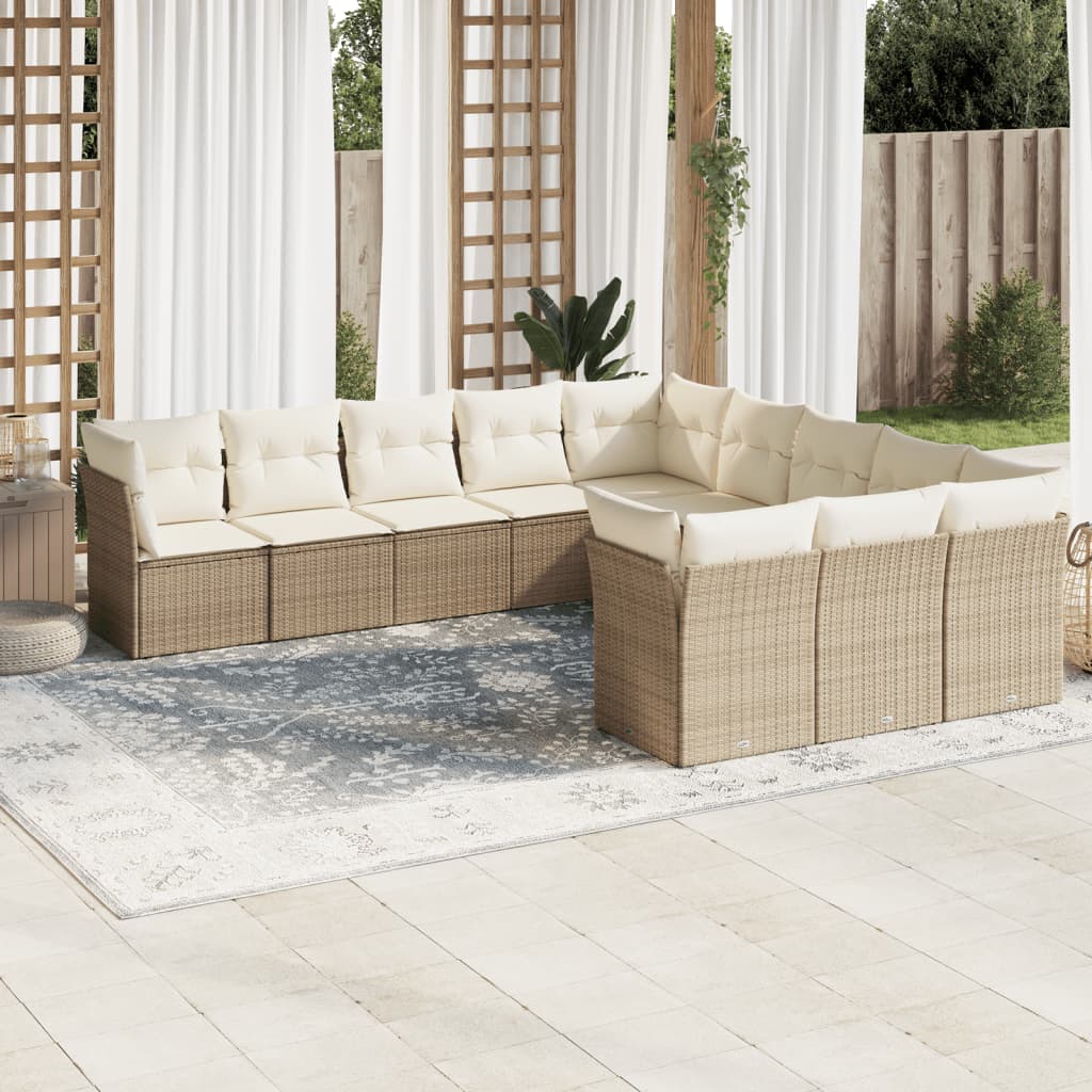 11-delige Tuinset met kussens poly rattan beige is nu te koop bij PeponiXL, paradijselijk wonen!
