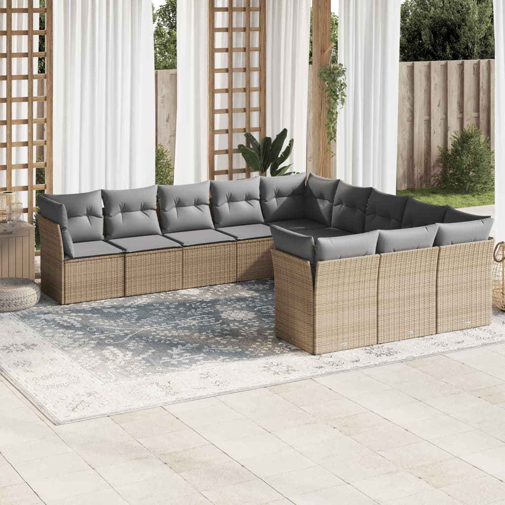 11-delige Tuinset met kussens poly rattan beige is nu te koop bij PeponiXL, paradijselijk wonen!