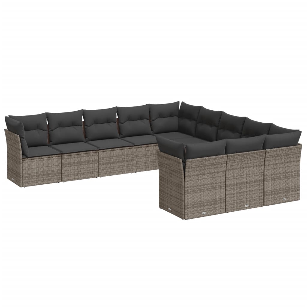 11-delige Loungeset met kussens poly rattan grijs is nu te koop bij PeponiXL, paradijselijk wonen!