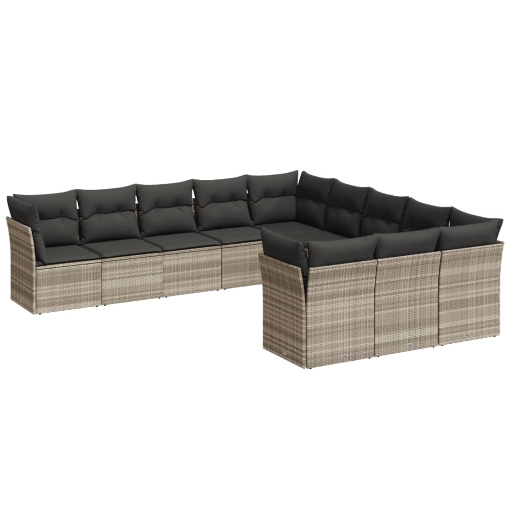 11-delige Loungeset met kussens poly rattan lichtgrijs is nu te koop bij PeponiXL, paradijselijk wonen!