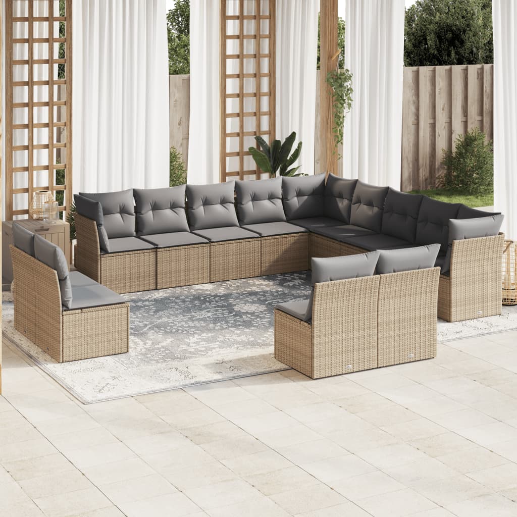 12-delige Loungeset met kussens poly rattan beige is nu te koop bij PeponiXL, paradijselijk wonen!