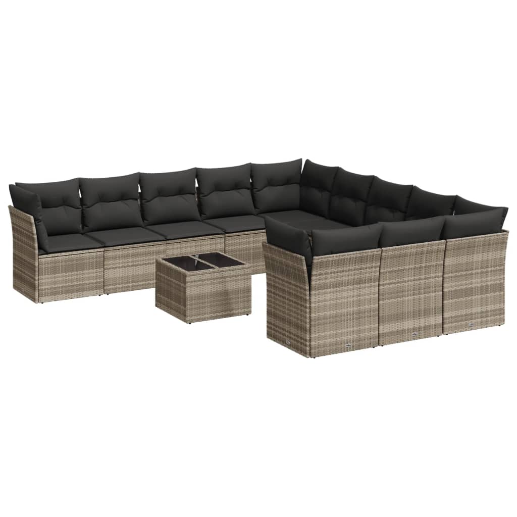 12-delige Loungeset met kussens poly rattan lichtgrijs is nu te koop bij PeponiXL, paradijselijk wonen!