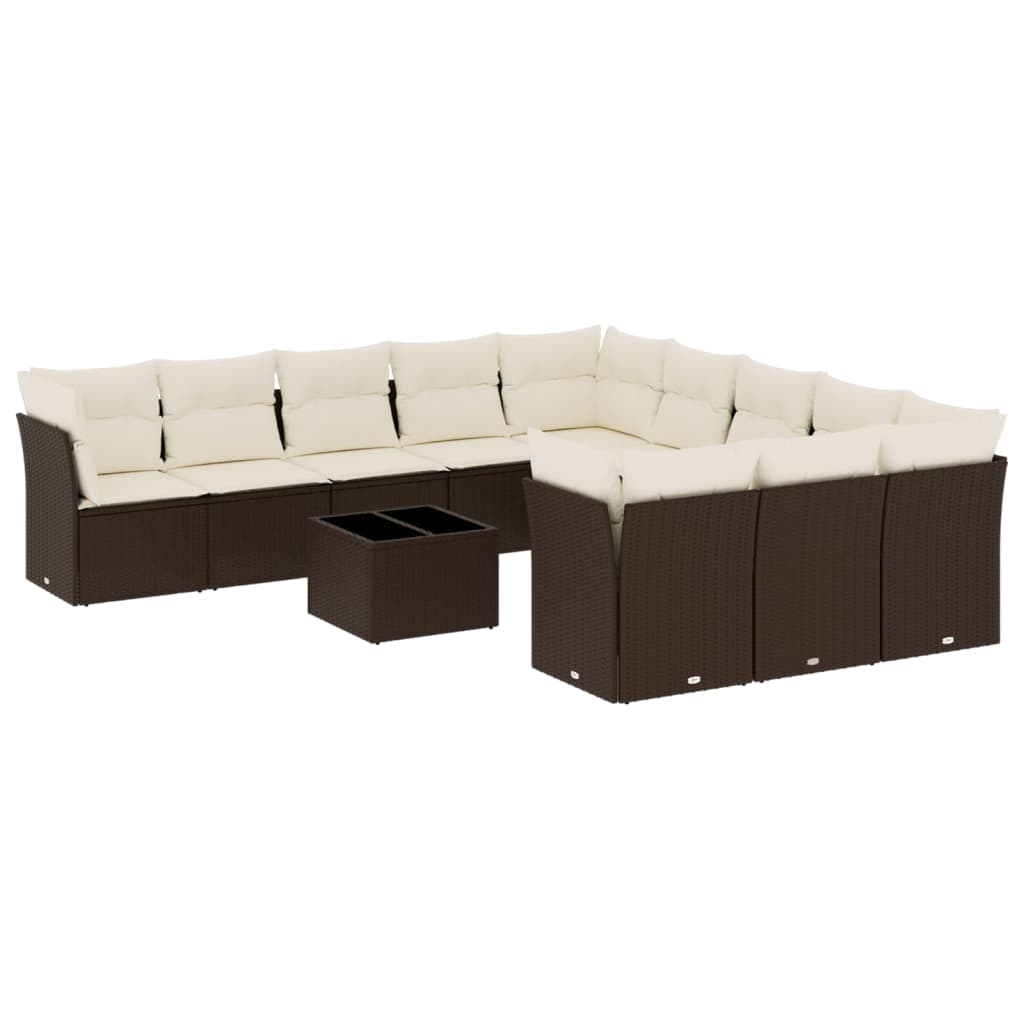 12-delige Loungeset met kussens poly rattan bruin is nu te koop bij PeponiXL, paradijselijk wonen!