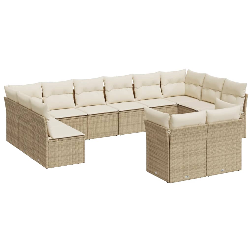 12-delige Loungeset met kussens poly rattan beige is nu te koop bij PeponiXL, paradijselijk wonen!