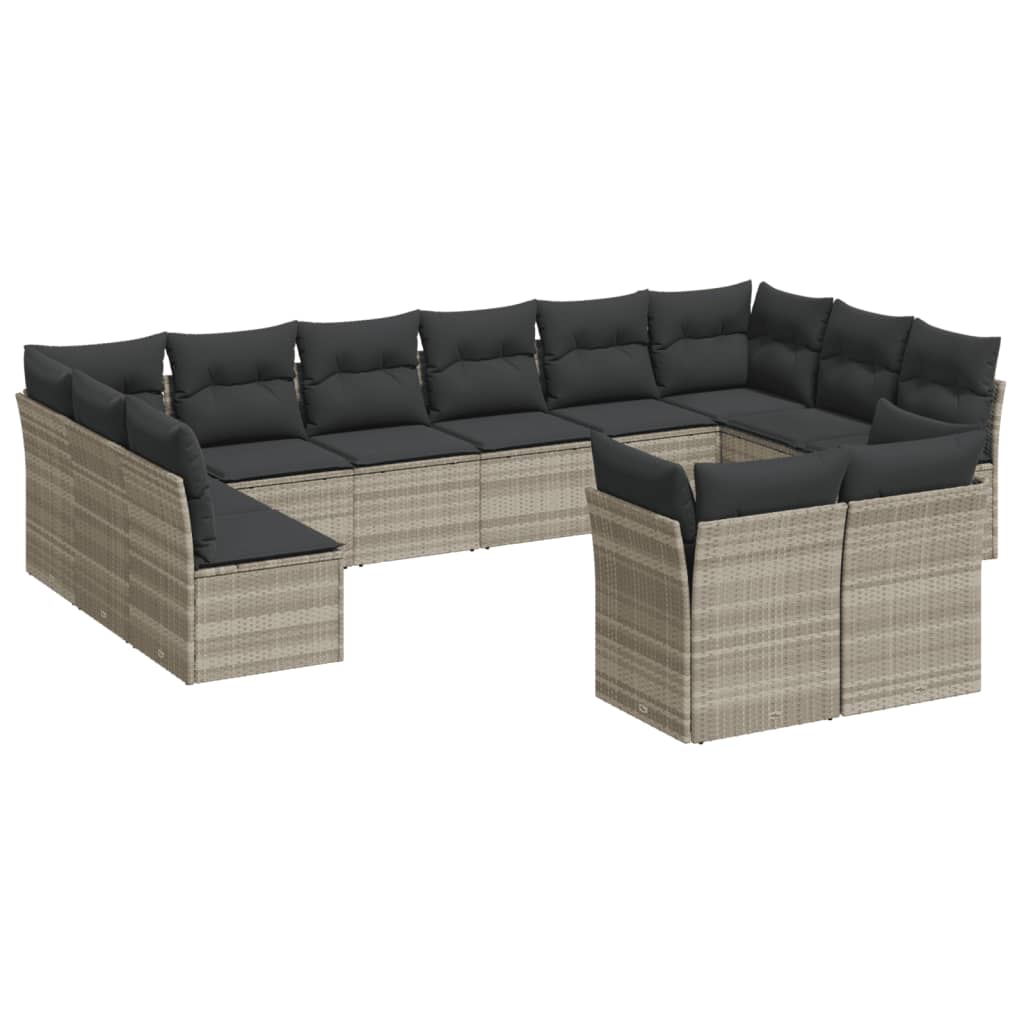 12-delige Loungeset met kussens poly rattan lichtgrijs is nu te koop bij PeponiXL, paradijselijk wonen!