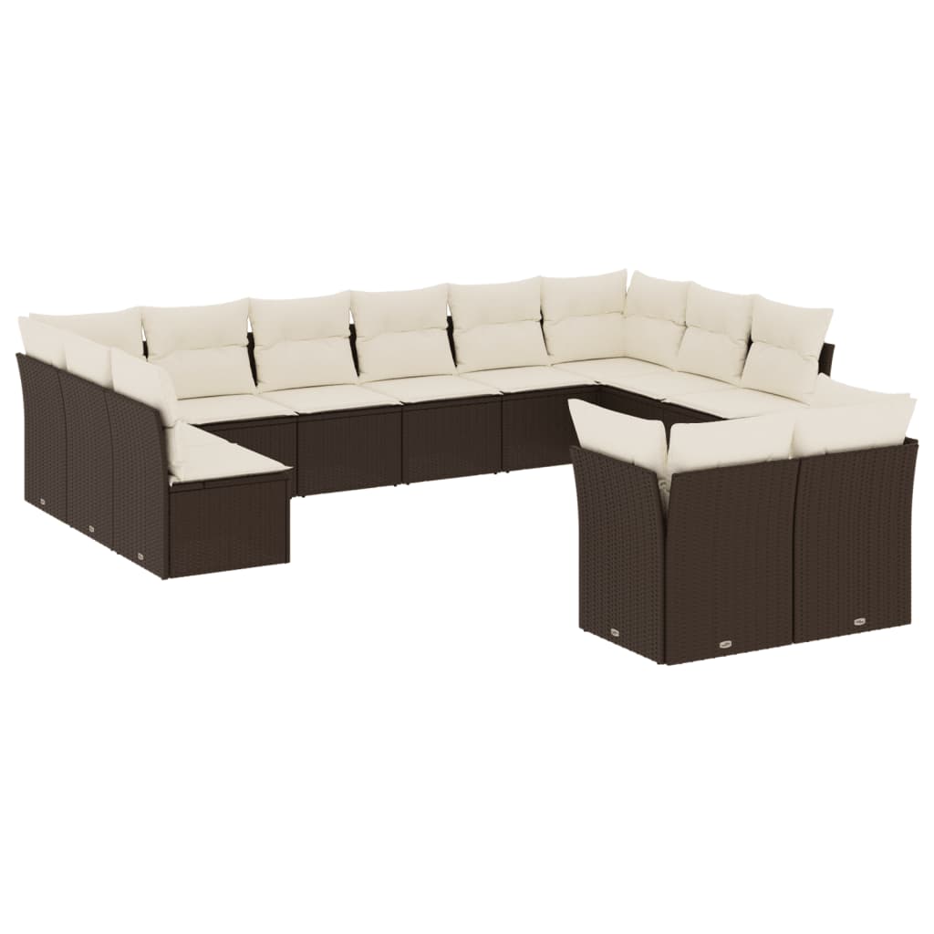 12-delige Loungeset met kussens poly rattan bruin is nu te koop bij PeponiXL, paradijselijk wonen!
