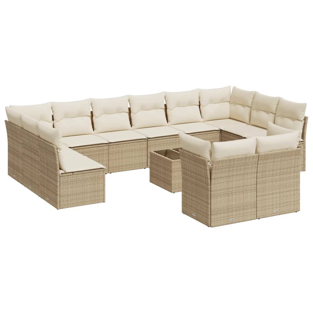 13-delige Loungeset met kussens poly rattan beige is nu te koop bij PeponiXL, paradijselijk wonen!