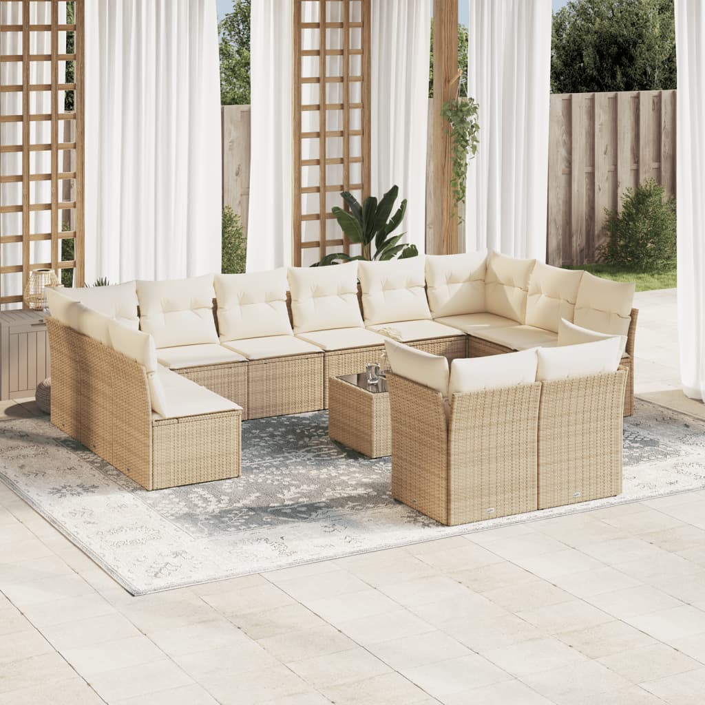 13-delige Loungeset met kussens poly rattan beige is nu te koop bij PeponiXL, paradijselijk wonen!