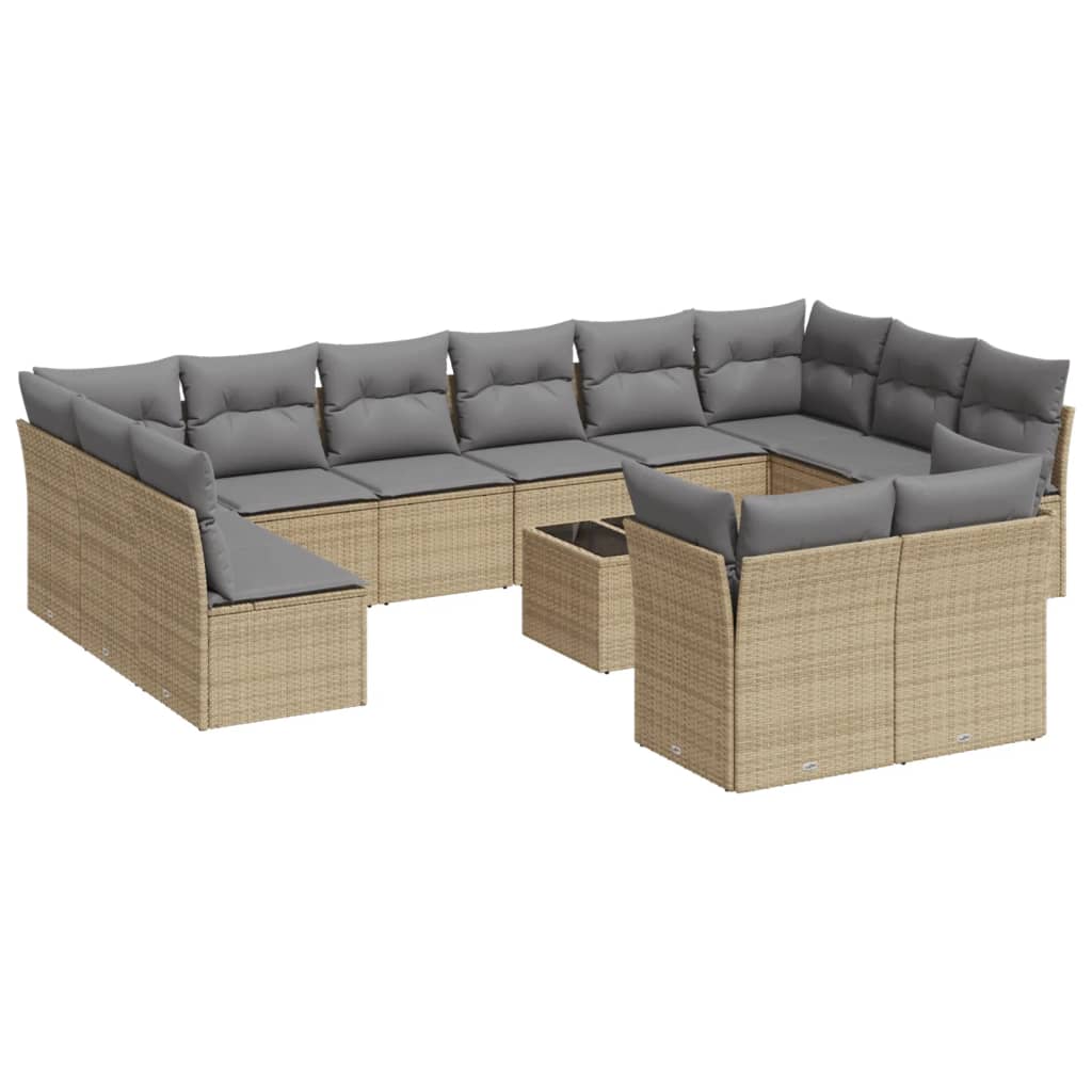 13-delige Loungeset met kussens poly rattan beige is nu te koop bij PeponiXL, paradijselijk wonen!